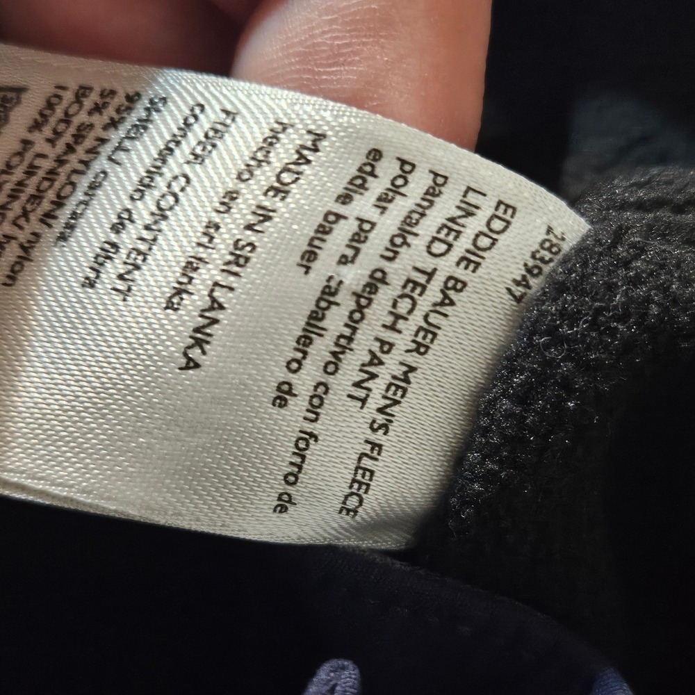Eddie Bauer Men Navy Blue Fleece Lined‎ Tech Pants cargo 40x30 Relaxed Outdoor - Picture 13 of 15